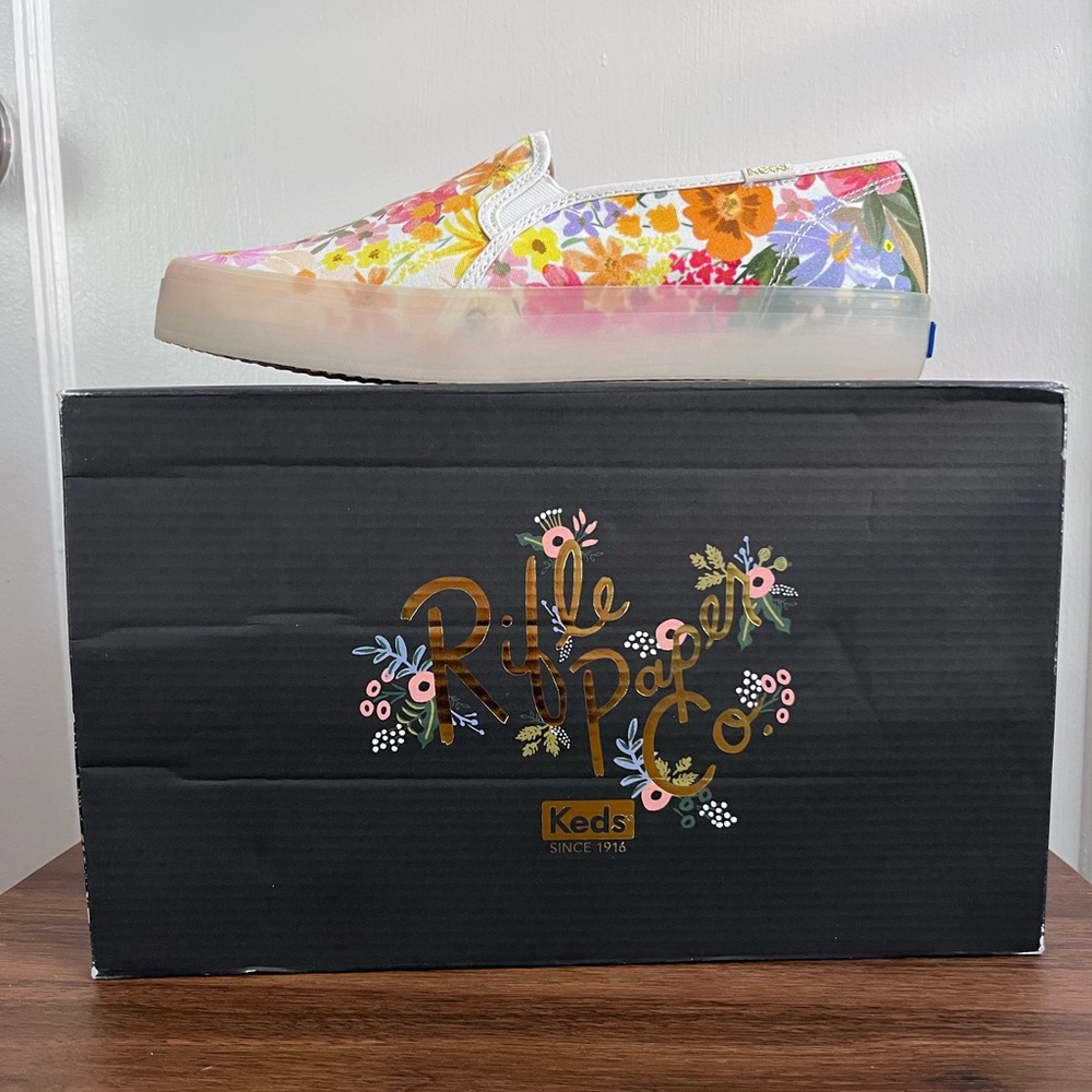 Keds X Rifle Paper Co Double Decker Slip-On Sz 8 NWB - Picture 2 of 5